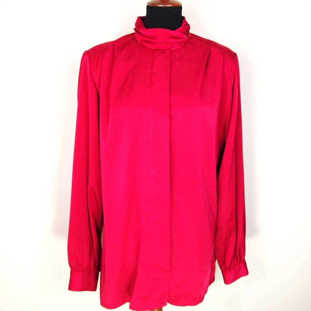 Vintage Pendleton Raspberry Turtle Neck Blouse Sz… - image 3